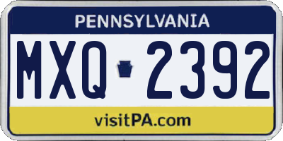 PA license plate MXQ2392