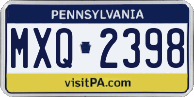 PA license plate MXQ2398