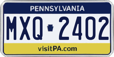 PA license plate MXQ2402