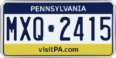 PA license plate MXQ2415
