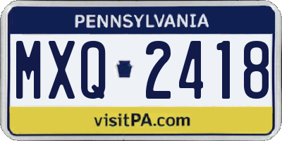 PA license plate MXQ2418