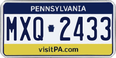 PA license plate MXQ2433