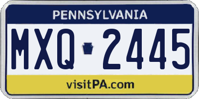 PA license plate MXQ2445