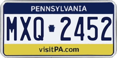 PA license plate MXQ2452