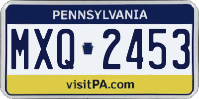 PA license plate MXQ2453