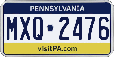 PA license plate MXQ2476