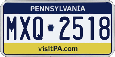PA license plate MXQ2518