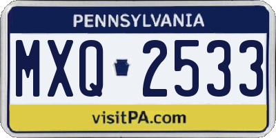 PA license plate MXQ2533