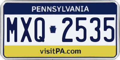 PA license plate MXQ2535