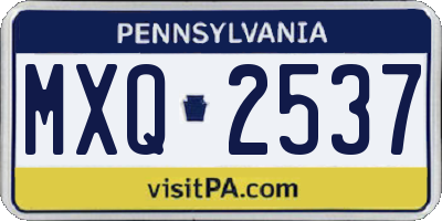 PA license plate MXQ2537
