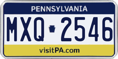 PA license plate MXQ2546