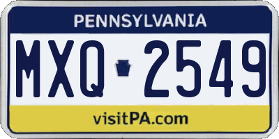 PA license plate MXQ2549