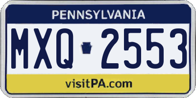 PA license plate MXQ2553