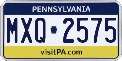 PA license plate MXQ2575