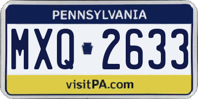 PA license plate MXQ2633