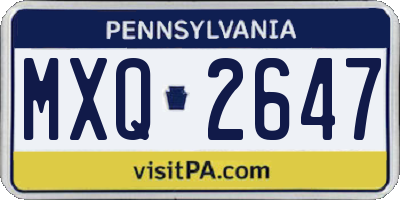 PA license plate MXQ2647