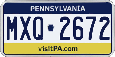 PA license plate MXQ2672