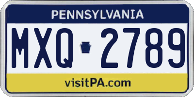 PA license plate MXQ2789