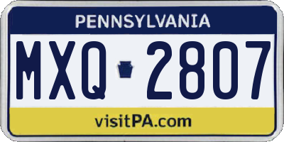 PA license plate MXQ2807