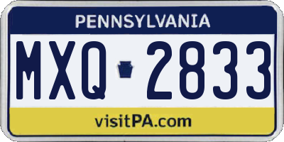 PA license plate MXQ2833