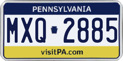 PA license plate MXQ2885