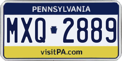 PA license plate MXQ2889
