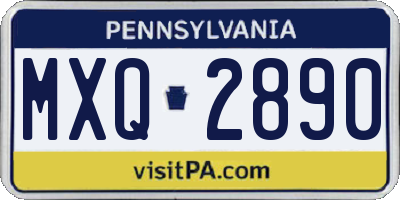 PA license plate MXQ2890