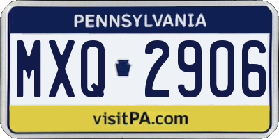PA license plate MXQ2906