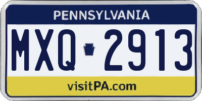 PA license plate MXQ2913