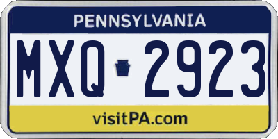 PA license plate MXQ2923