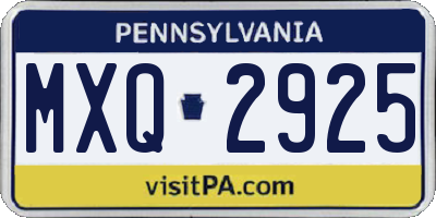 PA license plate MXQ2925