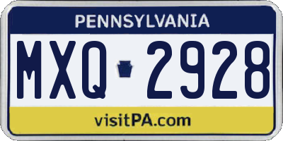 PA license plate MXQ2928