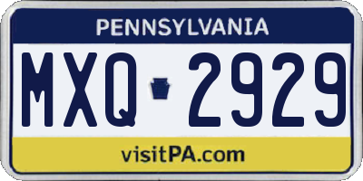 PA license plate MXQ2929