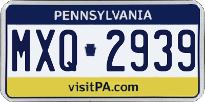 PA license plate MXQ2939