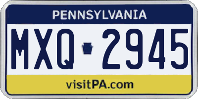 PA license plate MXQ2945
