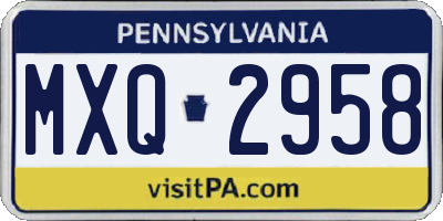 PA license plate MXQ2958