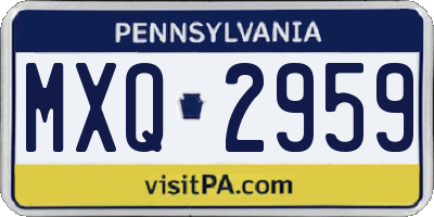 PA license plate MXQ2959