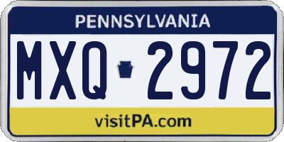 PA license plate MXQ2972
