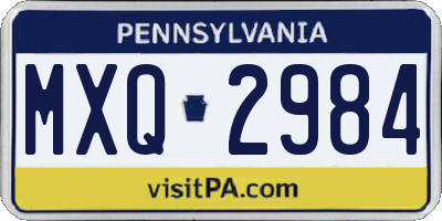 PA license plate MXQ2984