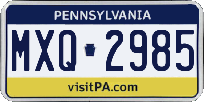 PA license plate MXQ2985