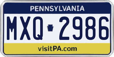 PA license plate MXQ2986