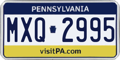 PA license plate MXQ2995
