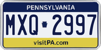PA license plate MXQ2997