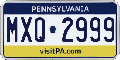 PA license plate MXQ2999