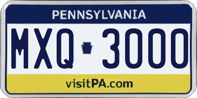 PA license plate MXQ3000