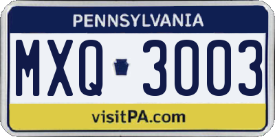 PA license plate MXQ3003