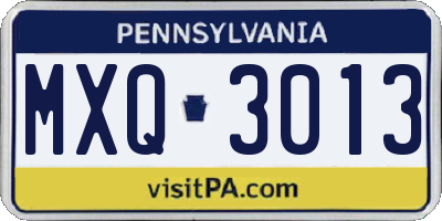PA license plate MXQ3013