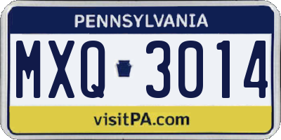 PA license plate MXQ3014