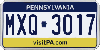 PA license plate MXQ3017