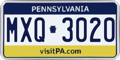 PA license plate MXQ3020